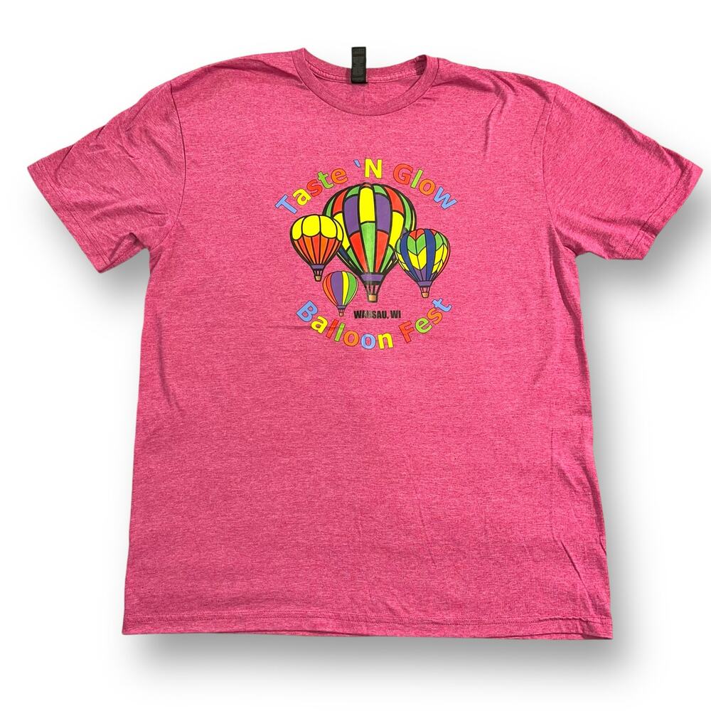 Taste N Glow Balloon Festival Womens Graphic Print T Shirt Top Pink Wausau WI Lg